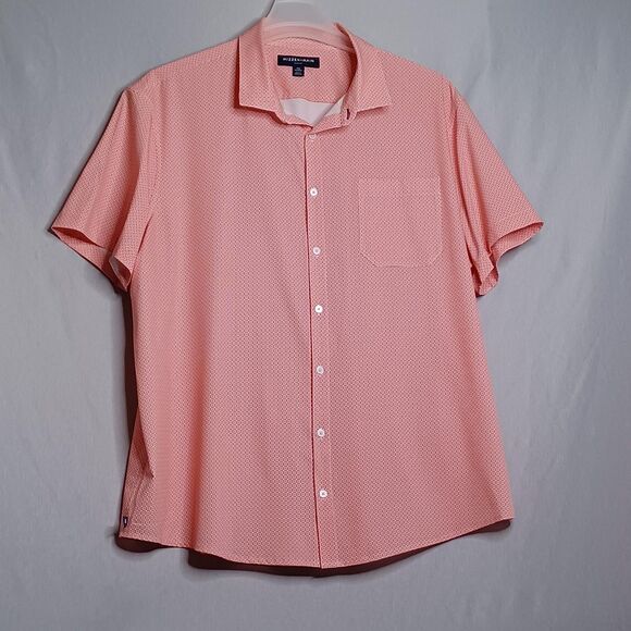 Mizzen+Main Leeward Shirt Mens XXL Tangerine Classic Fit Geo Print Button Up - Picture 3 of 13